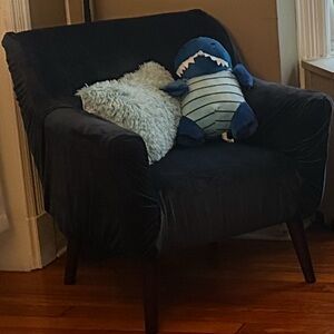 Stretch Chair cover, dark blue, one piece slip cover velvet